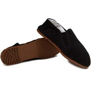 Easy USA Mens Canvas Slip-On Kung Fu/Tai Chi Shoes-Rubber Sole-Black Size 44